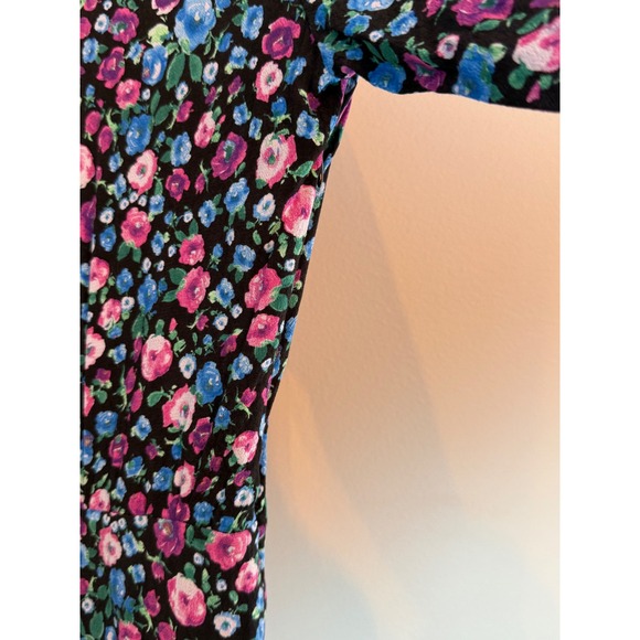 Zara floral print v-neck wrap effect mini dress in blue, pink,purple size S - Picture 6 of 9